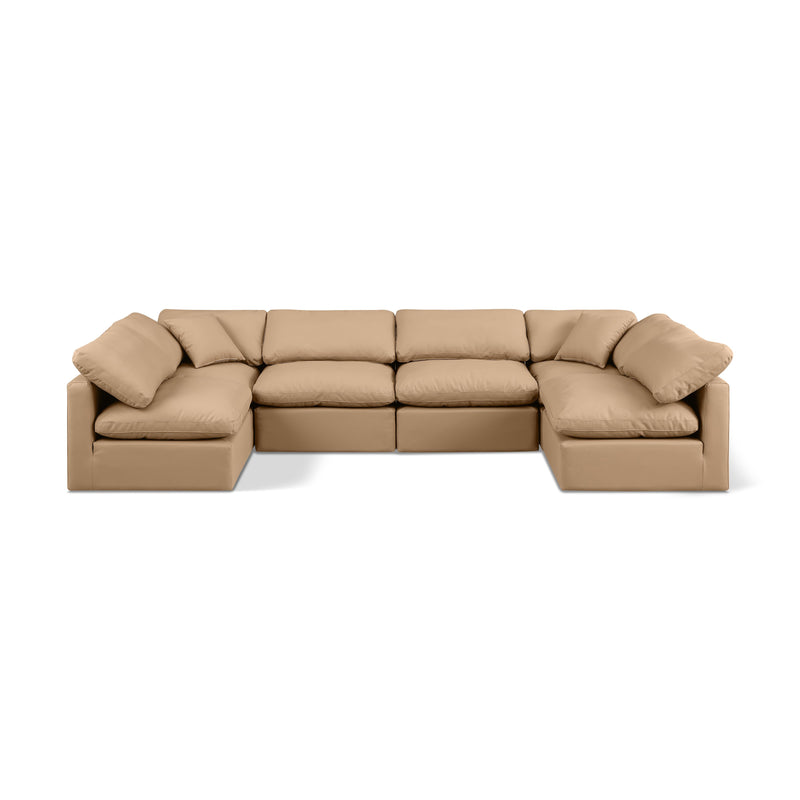Meridian Indulge Tan Vegan Leather Modular Sectional IMAGE 1