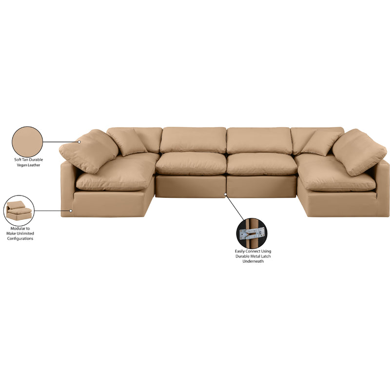 Meridian Indulge Tan Vegan Leather Modular Sectional IMAGE 8
