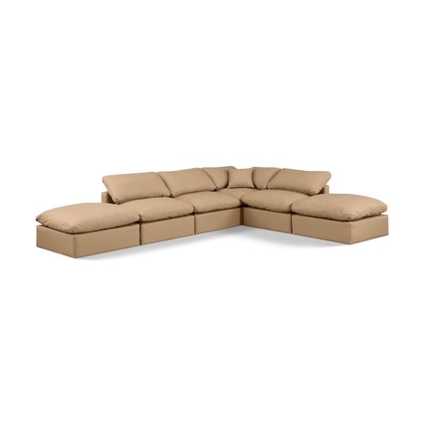 Meridian Indulge Tan Vegan Leather Modular Sectional IMAGE 1
