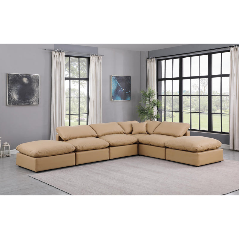 Meridian Indulge Tan Vegan Leather Modular Sectional IMAGE 2