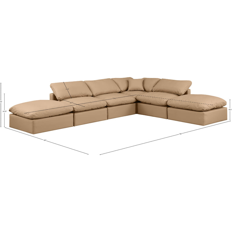 Meridian Indulge Tan Vegan Leather Modular Sectional IMAGE 9