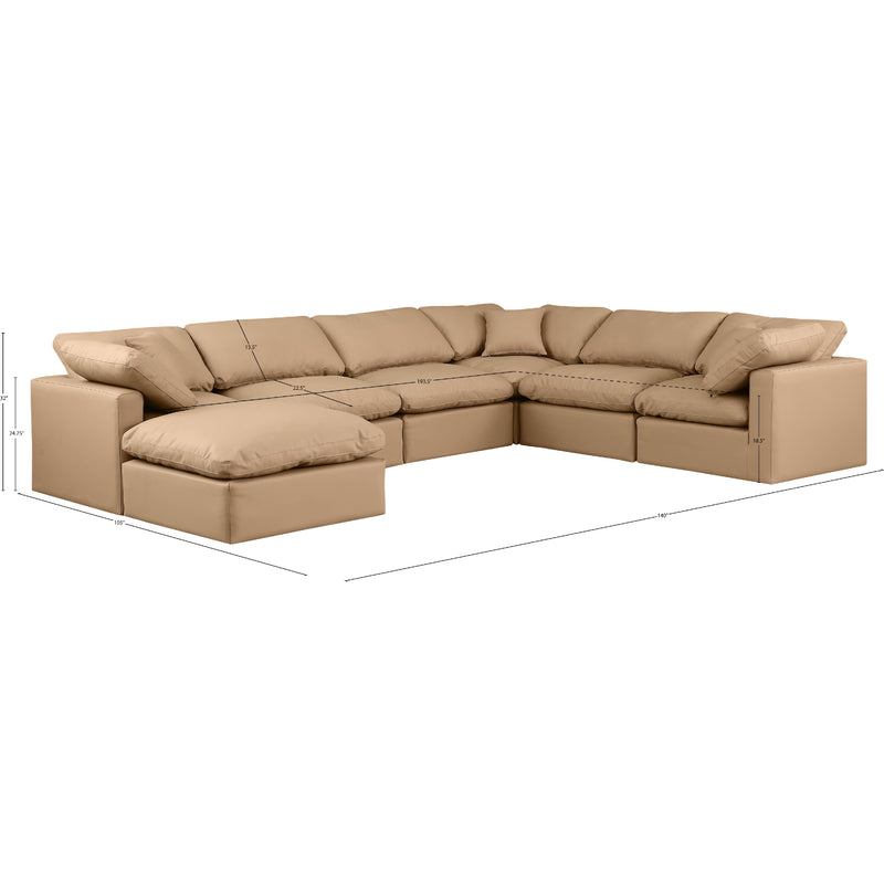 Meridian Indulge Tan Vegan Leather Modular Sectional IMAGE 10