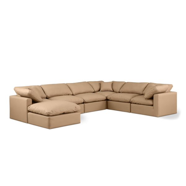 Meridian Indulge Tan Vegan Leather Modular Sectional IMAGE 1
