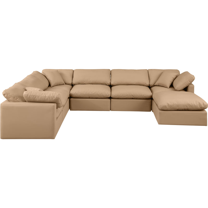 Meridian Indulge Tan Vegan Leather Modular Sectional IMAGE 4