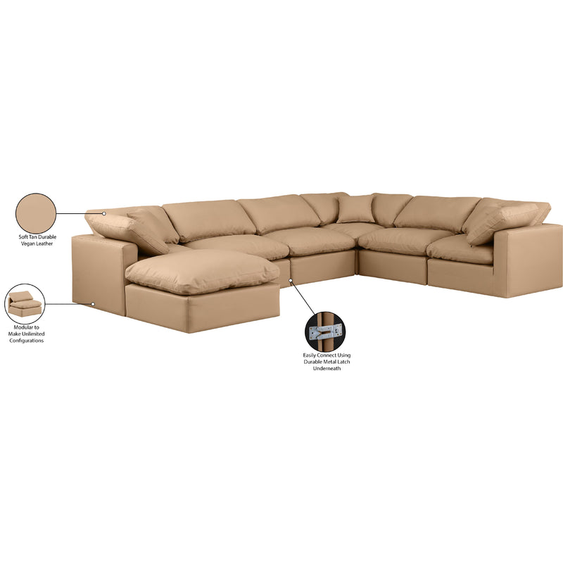 Meridian Indulge Tan Vegan Leather Modular Sectional IMAGE 9