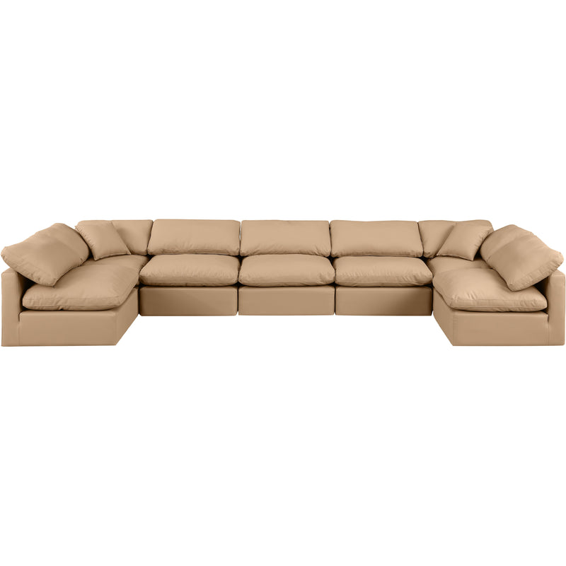 Meridian Indulge Tan Vegan Leather Modular Sectional IMAGE 4