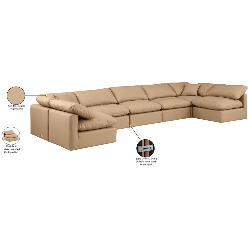 Meridian Indulge Tan Vegan Leather Modular Sectional IMAGE 8