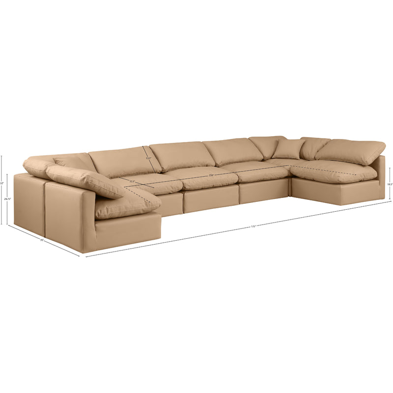 Meridian Indulge Tan Vegan Leather Modular Sectional IMAGE 9