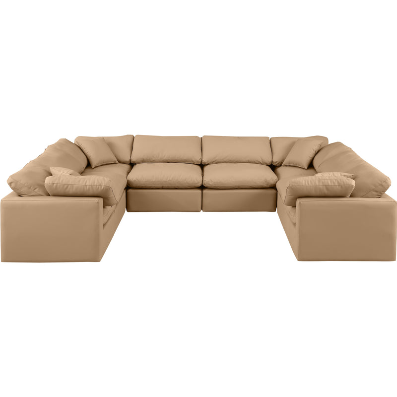 Meridian Indulge Tan Vegan Leather Modular Sectional IMAGE 4