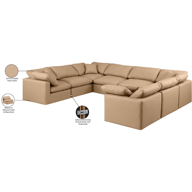 Meridian Indulge Tan Vegan Leather Modular Sectional IMAGE 9
