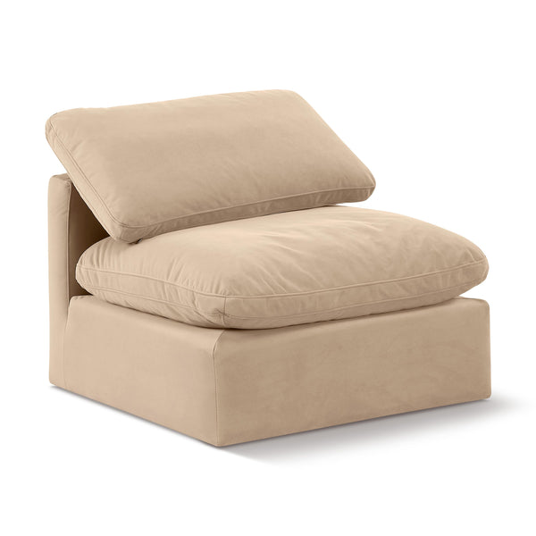 Meridian Indulge Beige Velvet Armless Chair IMAGE 1
