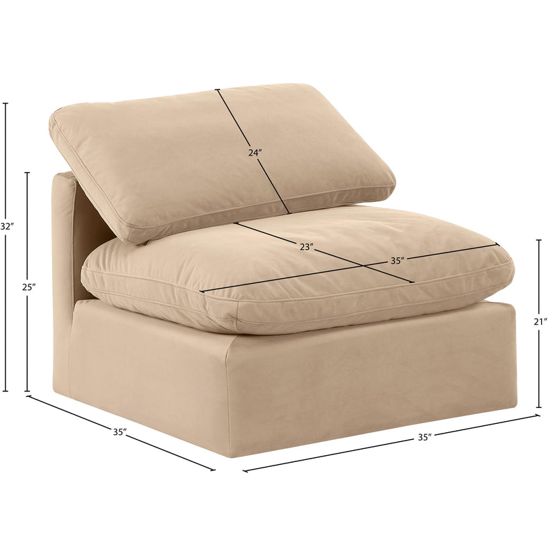 Meridian Indulge Beige Velvet Armless Chair IMAGE 9