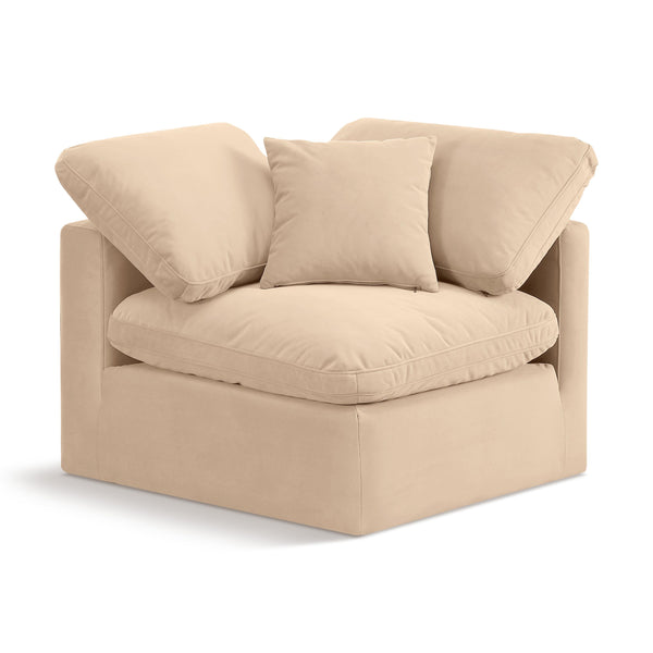 Meridian Indulge Beige Velvet Corner Chair IMAGE 1