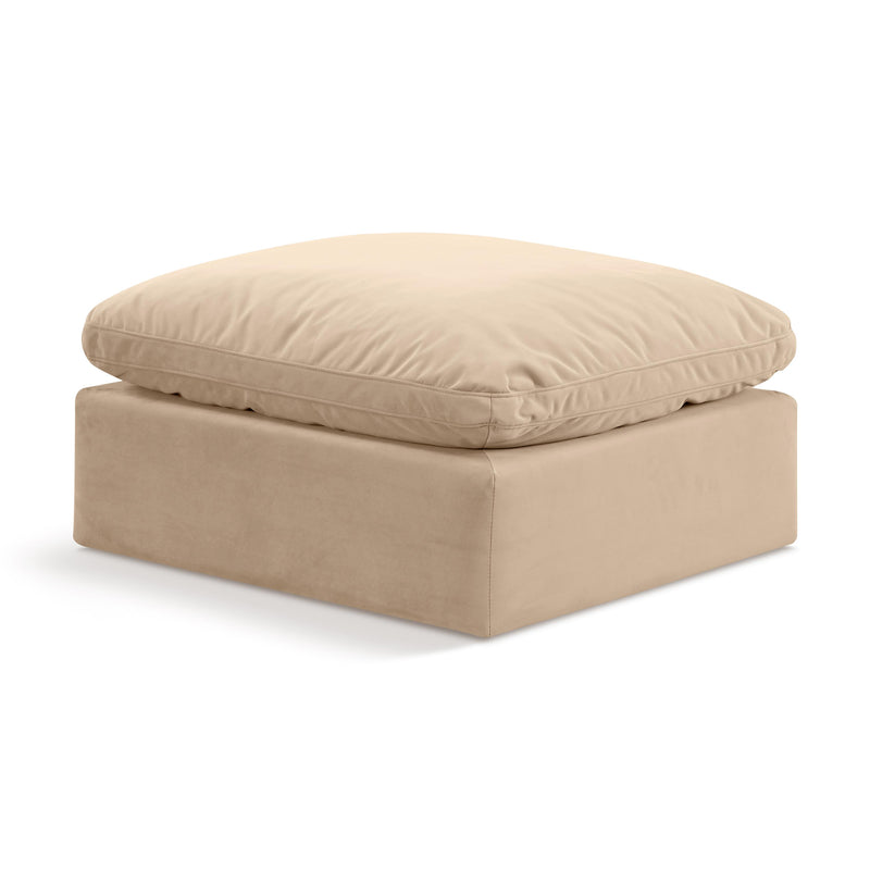 Meridian Indulge Beige Velvet Ottoman IMAGE 1