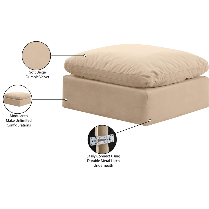 Meridian Indulge Beige Velvet Ottoman IMAGE 5