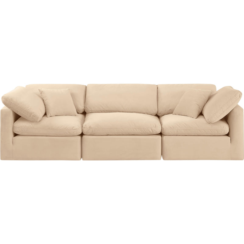 Meridian Indulge Beige Velvet Modular Sofa IMAGE 4