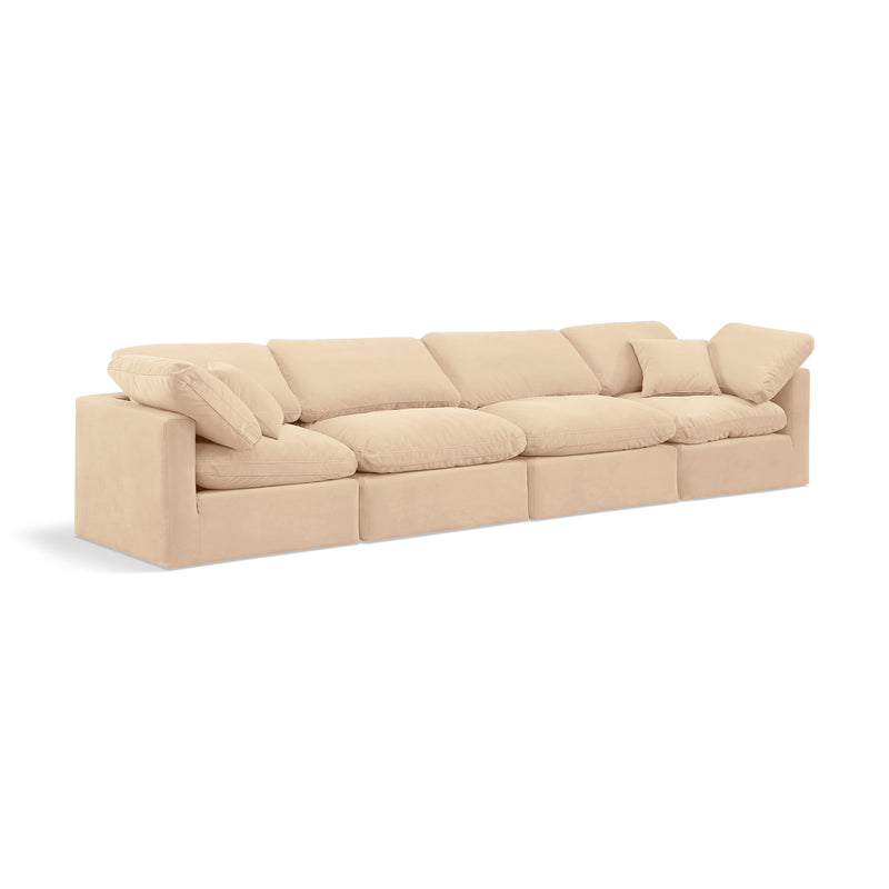 Meridian Indulge Beige Velvet Modular Sofa IMAGE 1