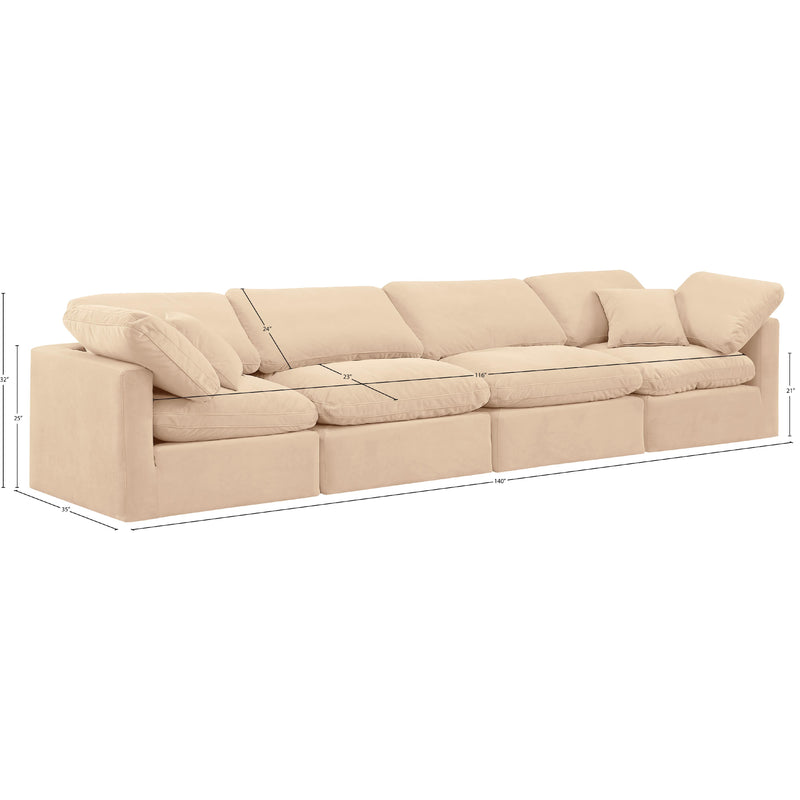 Meridian Indulge Beige Velvet Modular Sofa IMAGE 9
