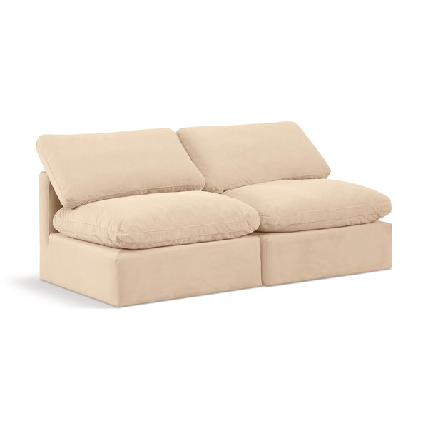 Meridian Indulge Beige Velvet Modular Sofa IMAGE 1