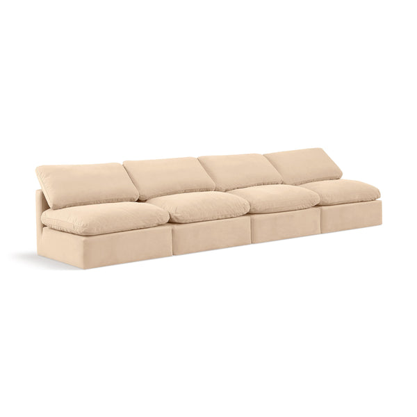 Meridian Indulge Beige Velvet Modular Sofa IMAGE 1