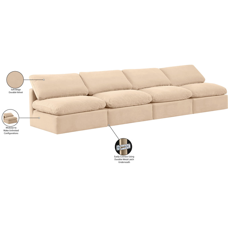 Meridian Indulge Beige Velvet Modular Sofa IMAGE 7
