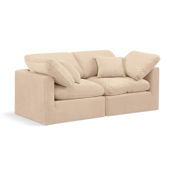 Meridian Indulge Beige Velvet Modular Sofa IMAGE 1