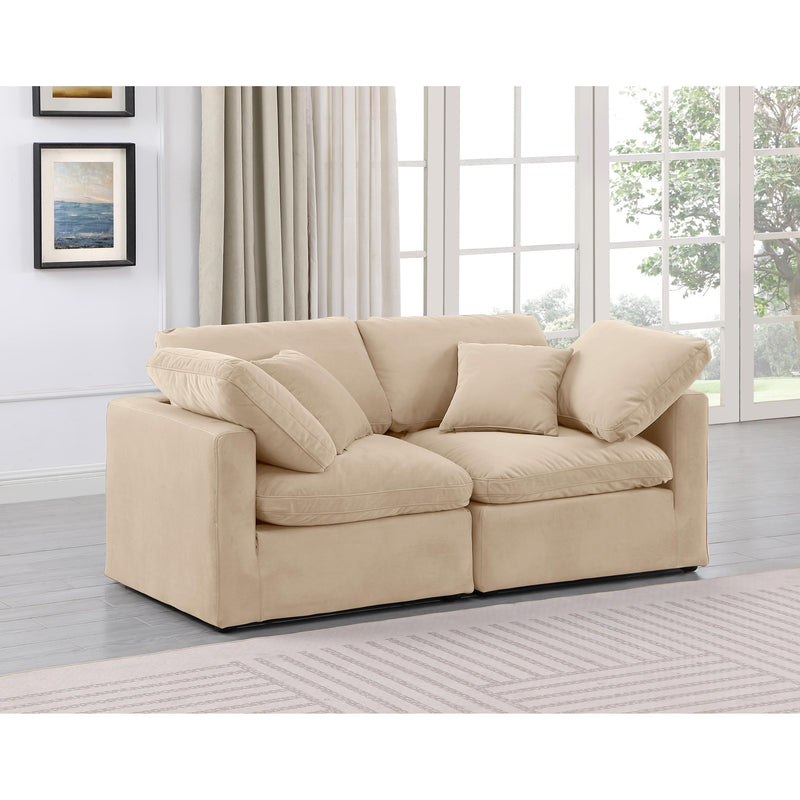 Meridian Indulge Beige Velvet Modular Sofa IMAGE 2