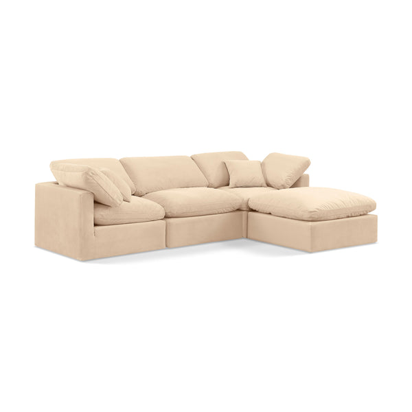 Meridian Indulge Beige Velvet Modular Sectional IMAGE 1