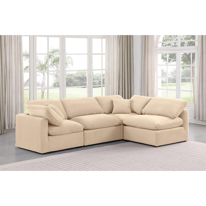 Meridian Indulge Beige Velvet Modular Sectional IMAGE 2