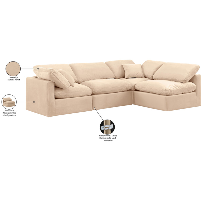 Meridian Indulge Beige Velvet Modular Sectional IMAGE 9