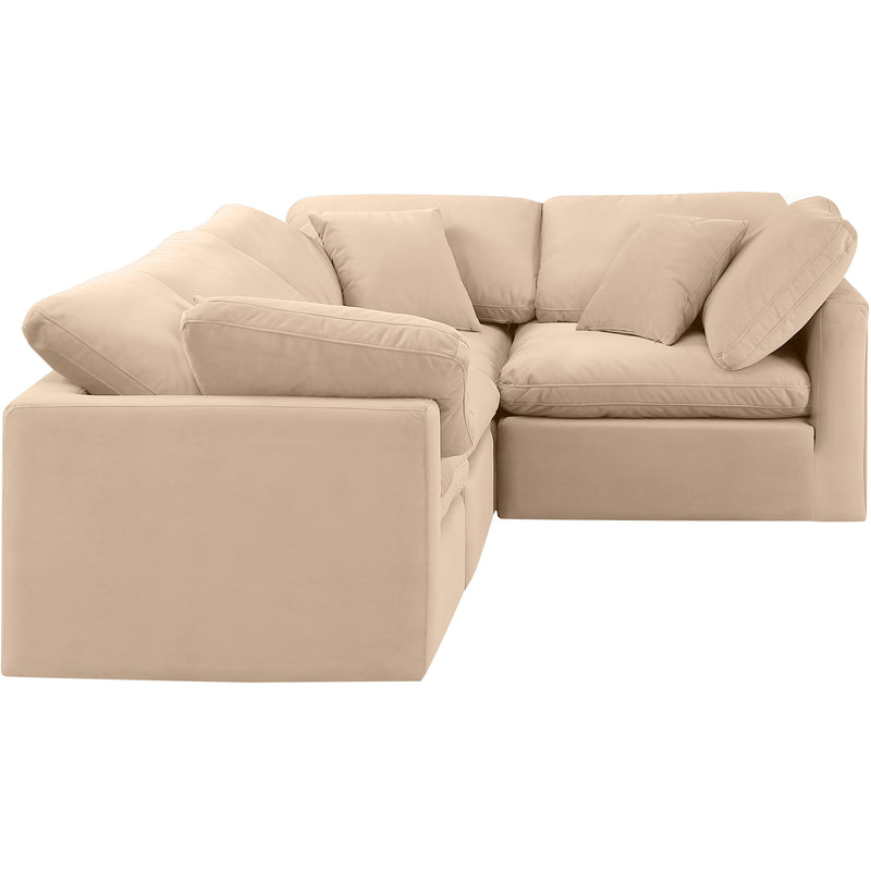 Meridian Indulge Beige Velvet Modular Sectional IMAGE 4