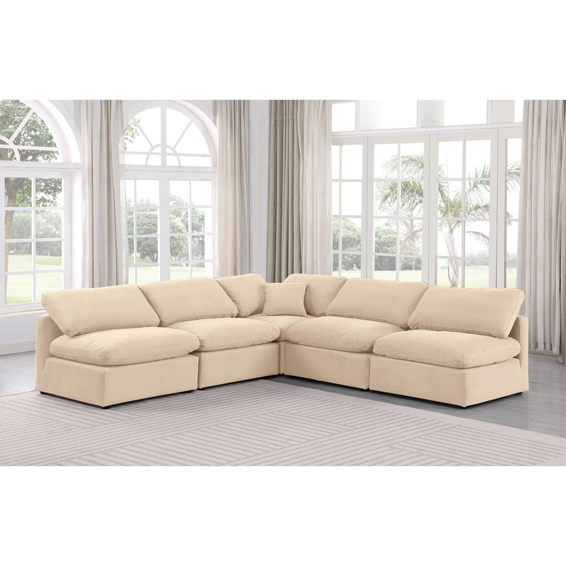 Meridian Indulge Beige Velvet Modular Sectional IMAGE 2