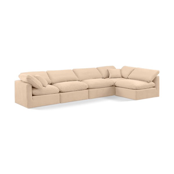 Meridian Indulge Beige Velvet Modular Sectional IMAGE 1