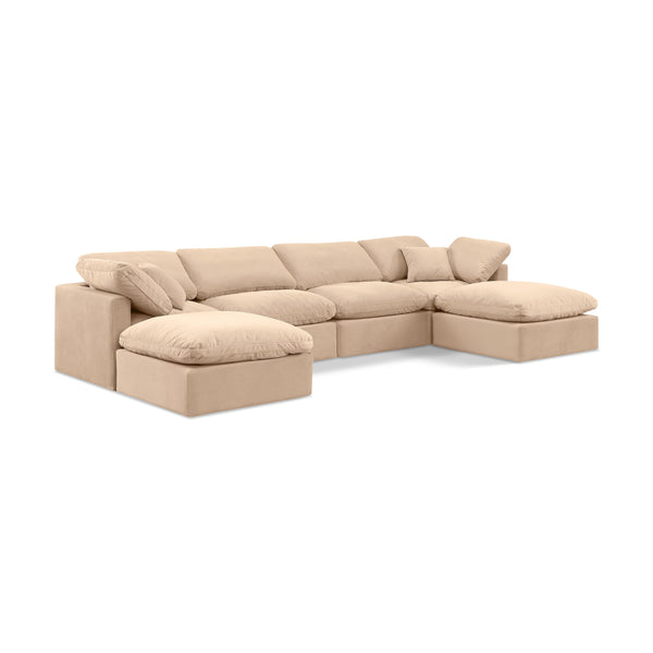 Meridian Indulge Beige Velvet Modular Sectional IMAGE 1