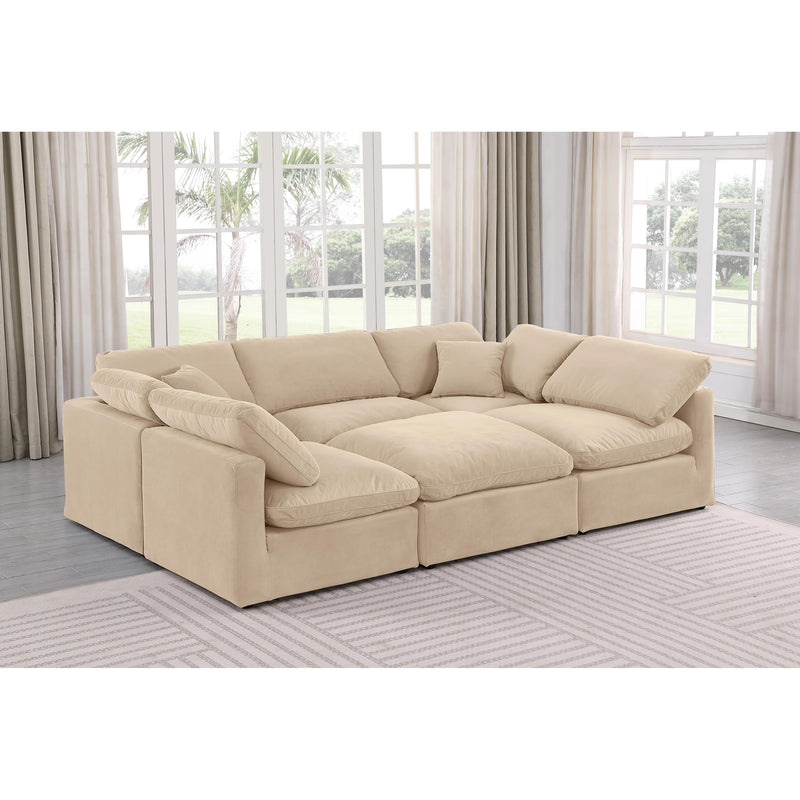 Meridian Indulge Beige Velvet Modular Sectional IMAGE 2