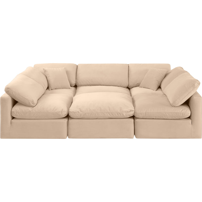 Meridian Indulge Beige Velvet Modular Sectional IMAGE 4