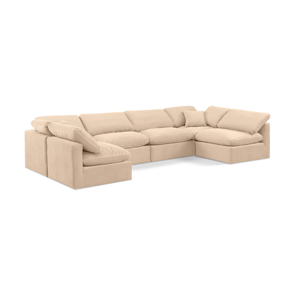 Meridian Indulge Beige Velvet Modular Sectional IMAGE 1
