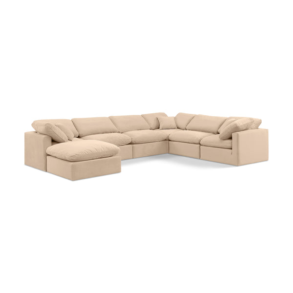 Meridian Indulge Beige Velvet Modular Sectional IMAGE 1
