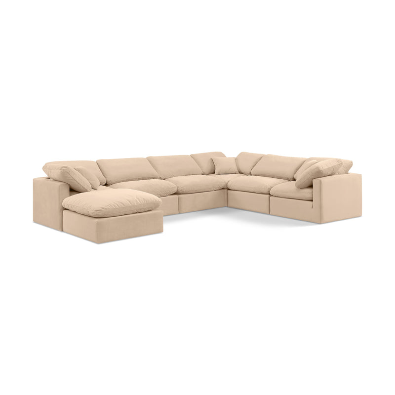 Meridian Indulge Beige Velvet Modular Sectional IMAGE 1