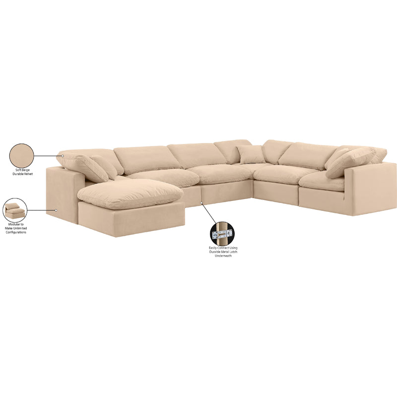 Meridian Indulge Beige Velvet Modular Sectional IMAGE 9