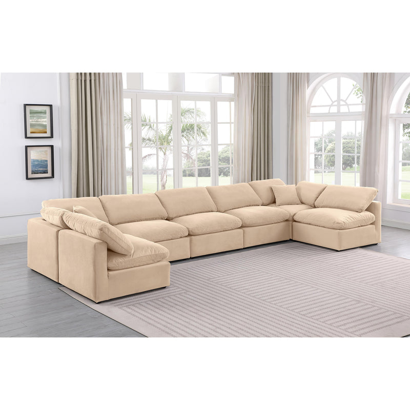 Meridian Indulge Beige Velvet Modular Sectional IMAGE 2