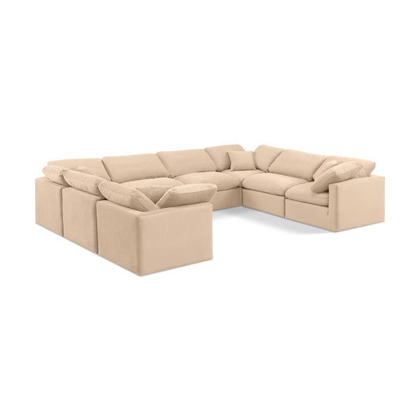 Meridian Indulge Beige Velvet Modular Sectional IMAGE 1