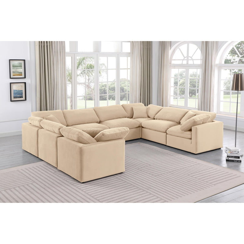 Meridian Indulge Beige Velvet Modular Sectional IMAGE 2