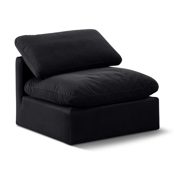 Meridian Indulge Black Velvet Armless Chair IMAGE 1