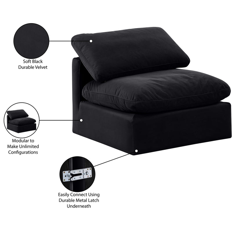 Meridian Indulge Black Velvet Armless Chair IMAGE 8