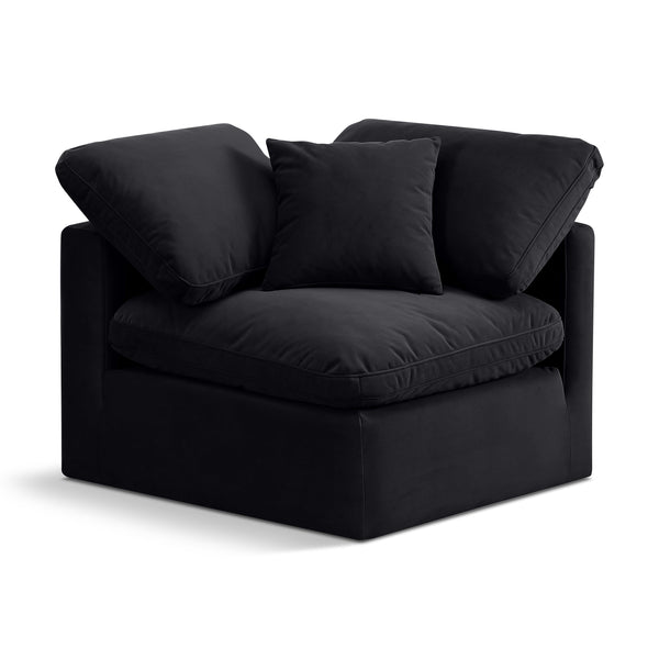 Meridian Indulge Black Velvet Corner Chair IMAGE 1
