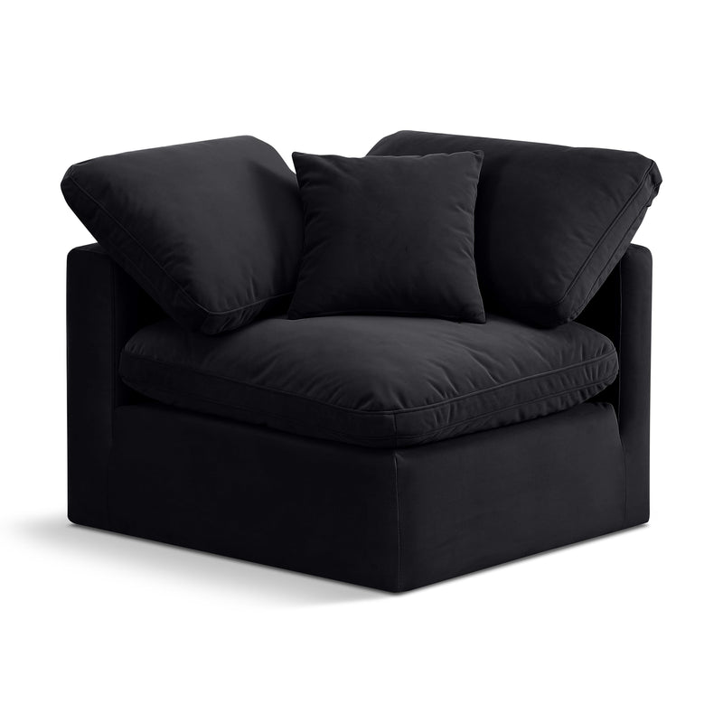 Meridian Indulge Black Velvet Corner Chair IMAGE 1
