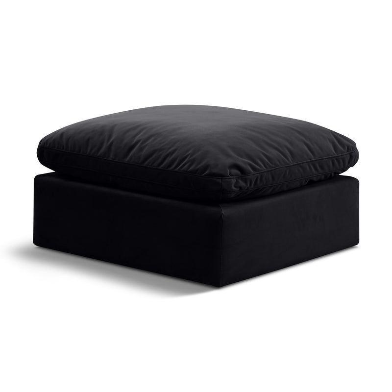Meridian Indulge Black Velvet Ottoman IMAGE 1