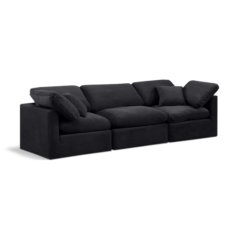 Meridian Indulge Black Velvet Modular Sofa IMAGE 1