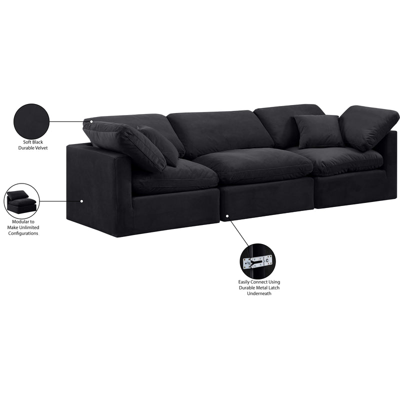 Meridian Indulge Black Velvet Modular Sofa IMAGE 8